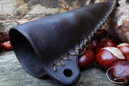 NEW - Hand-crafted Twisted Leather Drinking Horn - Limited Edition - Hand Cross Stitched