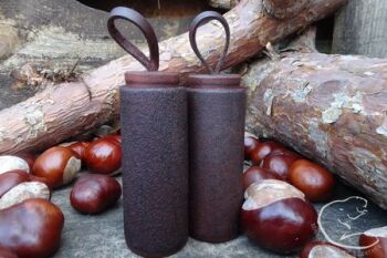 Limited edition leather salt and pepper pots