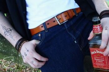 221 vintage tan leather belt