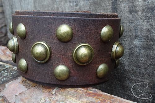 NEW - Rustic Leather Wrist Cuff with Studded Detail