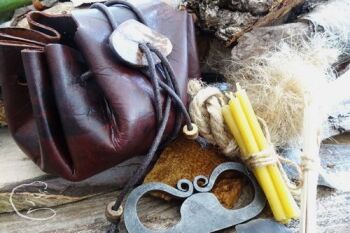 Limited edition 2 viking pouch with viking Flint &amp; fire steel