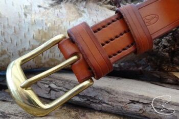 Leather 501 belt hand stitched tan shade