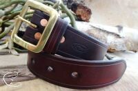 Bespoke Handcrafted  '101' Classic Leather Belt - Full 'Solid Brass' Buckle - Copper Riveted (45-3101)