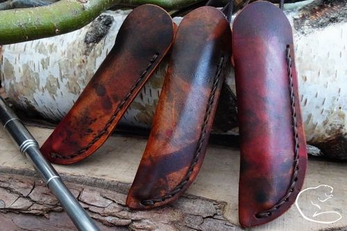 'Fire Storm - Stubby' Telescopic Pocket Bellow & Scandi Leather Neck Sheath - Hand  Stitched & Hand Dyed (45-9328)