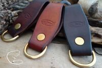 Handcrafted Curved Leather Belt Loop with Solid Brass 'D' Ring - RIVETED (45-7910)