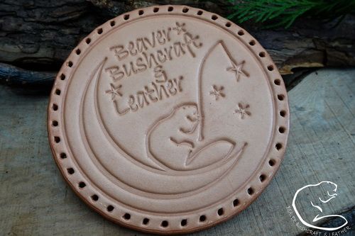 Free Gift Offer Natural Leather Beaver Bushcraft Patch/Coaster