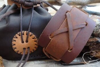 Jewelry viking crossed detailed leather wrist strap by BB