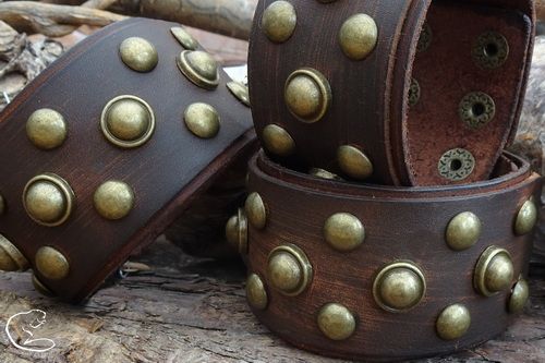 NEW - Rustic Leather Wrist Cuff with Studded Detail