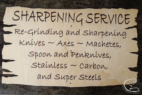 SIGNAGE FOR THE BUSHCRAFT SHOW NEW SHARPENING