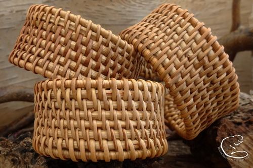 NEW - 70s Style Hand Woven Whicker Wrist Cuff by Beaver Moon Leather - BML34