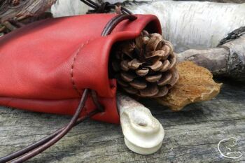 Leather pouch cherry red by BB hand dyed