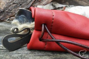 Leather soft red pouch hand dyed by beaver moon leather for BB