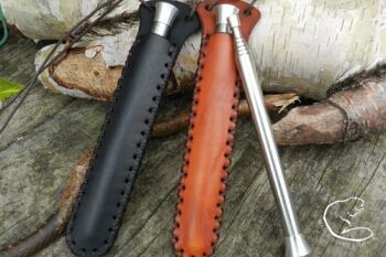 Fire and leather straight saddle stitch by BB neck sheaths