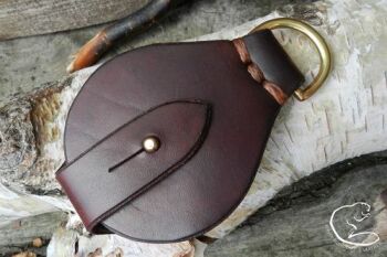 Leather and fire solar wallet pendant by BB in mahogany