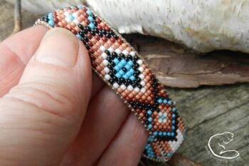 Jewelry wrist cuff hand crafted in seed beads