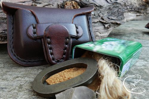 NEW - Hand Stitched Real 'Old School' Pocket Sized Tinder Pouch with Tinderbox