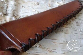 A Leather classic mora kniv clipper training knife sheath by beaver bushcra