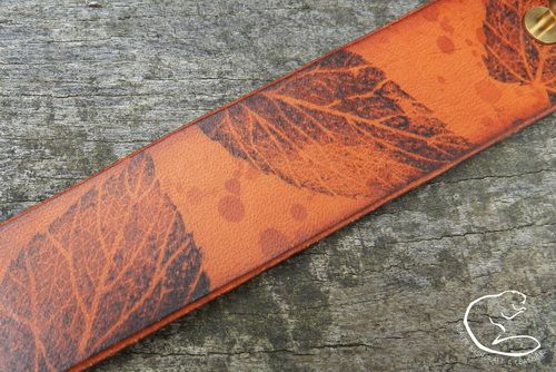 NEW - Hand Crafted Leather Wrist Cuff - Ghost of Autumn Leaves