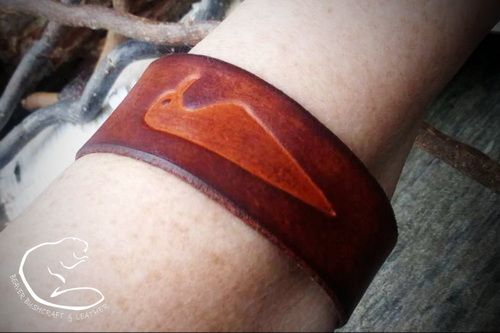NEW - Hand Crafted Leather Wrist Cuff - Ghost of Autumn Leaves