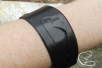 Leather wrist cuff in black The Raven by BB