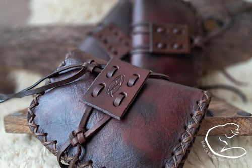 Hand Stitched Vintage Leather 'Pioneers' Tinder Pouch - Mahogany - Limited Edition