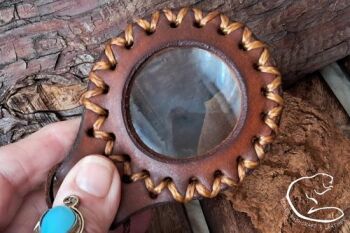 Leather solar pendant 2025 hand stitched by BB