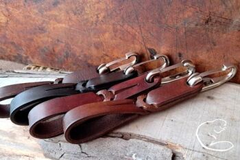 Leather belt loops twist &amp; pull with sliver clips by BB with ferro rod