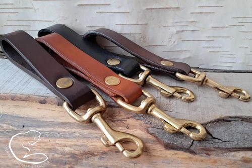 Leather Belt Loop (16mm) with Brass Swivel Head Hook - RIVETED - Hand Crafted (45-7025-02)