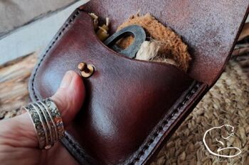 Fire and leather old school tinder pouch by BB