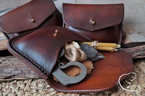 Old School Leather Tinder Pouch with Traditional Fire Lighting Kit - Limited Edition