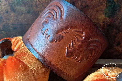 Phoenix Design - Hand-crafted Viking Leather Wrist Cuff - Beaver Moon Leather