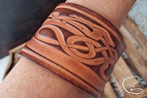 Jewelry leather hand hand made and hand dyed by BB urnes style