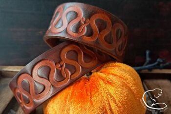jewelry leather slim cuff by BB coiled urnes serpent