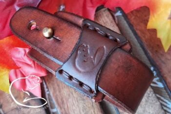 Jewelry leather cuff hand made by BB with beaver logo