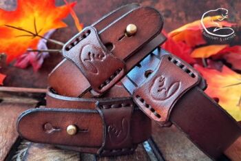 Jewelry leather cuff handcrafted by BB with beaver logo