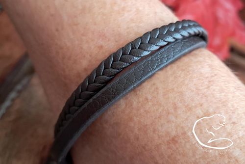 NEW - Chestnut Brown Two Strands Simple Wrist Cuff - Beaver Moon Leather - BML31