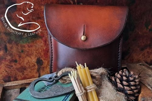 NEW - Hand Crafted 'Old School' Leather Tinder Pouch with Vintage Tobacco Tin - Limited Edition