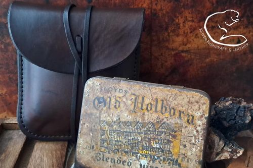 NEW - Aged Patina Hand Crafted 'Old School' Leather Tinder Pouch with Vintage Tobacco Tin - Limited Edition