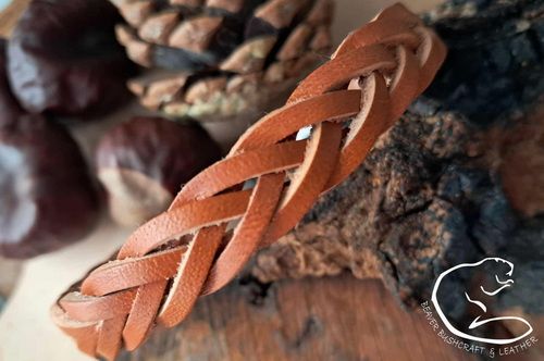 NEW -Simple Leather Plaited Wrist Band - Beaver Moon Leather - BML40
