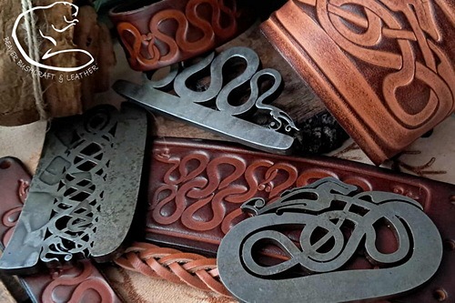 Flint and steel viking strikers with matching leather wrist cuffs by beaver bushcraft.jpg