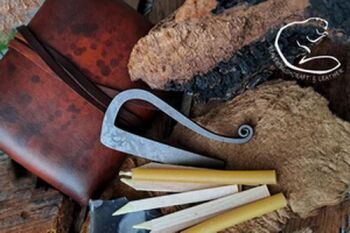 Fire tinderbox beaver cove old school leather box with kit by BB