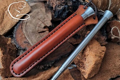 NEW - Fire Storm 'Telescopic Blowpipe' with Hand Stitched Leather Flared Bell Neck Sheath - Ready Made