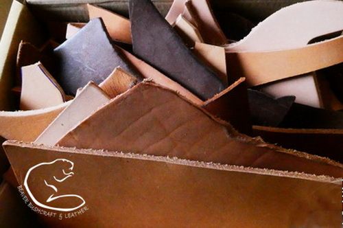 Bag of Natural Russet Leather Off Cuts - Veg Tanned Russet - 800g to 900g