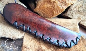 Fire storm stubby sheath hand dyed patina by BB