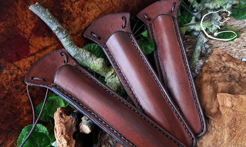 Fire storm flared bell leather neck sheaths by BB