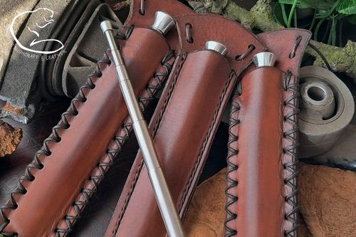 NEW - Fire Storm 'Telescopic Blowpipe' with Hand Stitched Leather 'Flared Bell' Neck Sheath