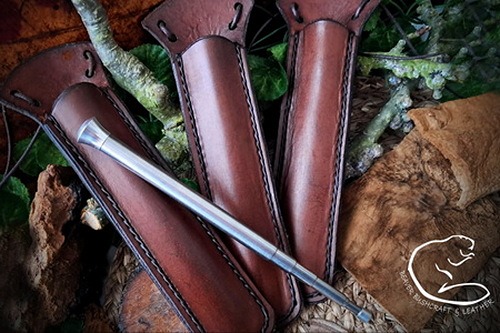 A Fire storm flared bell leather hand stitched neck sheaths by BB.jpg