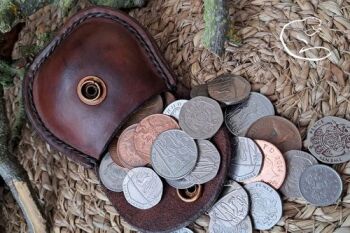 Leather hand stitched cute mini pouch by Beaver B