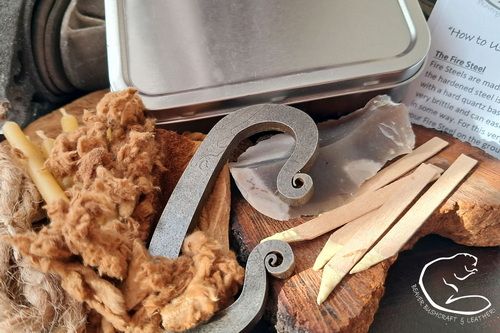 NEW - 'Back-2-Basics' Tinderbox - Traditional 'Flint & Steel' Fire Lighting Kit (85-3705-B2B) - Fire Steel Choice