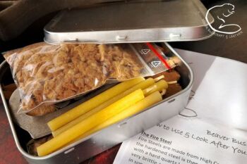 Fire tinder box back to basics with beaver bushcraft flint and steel
